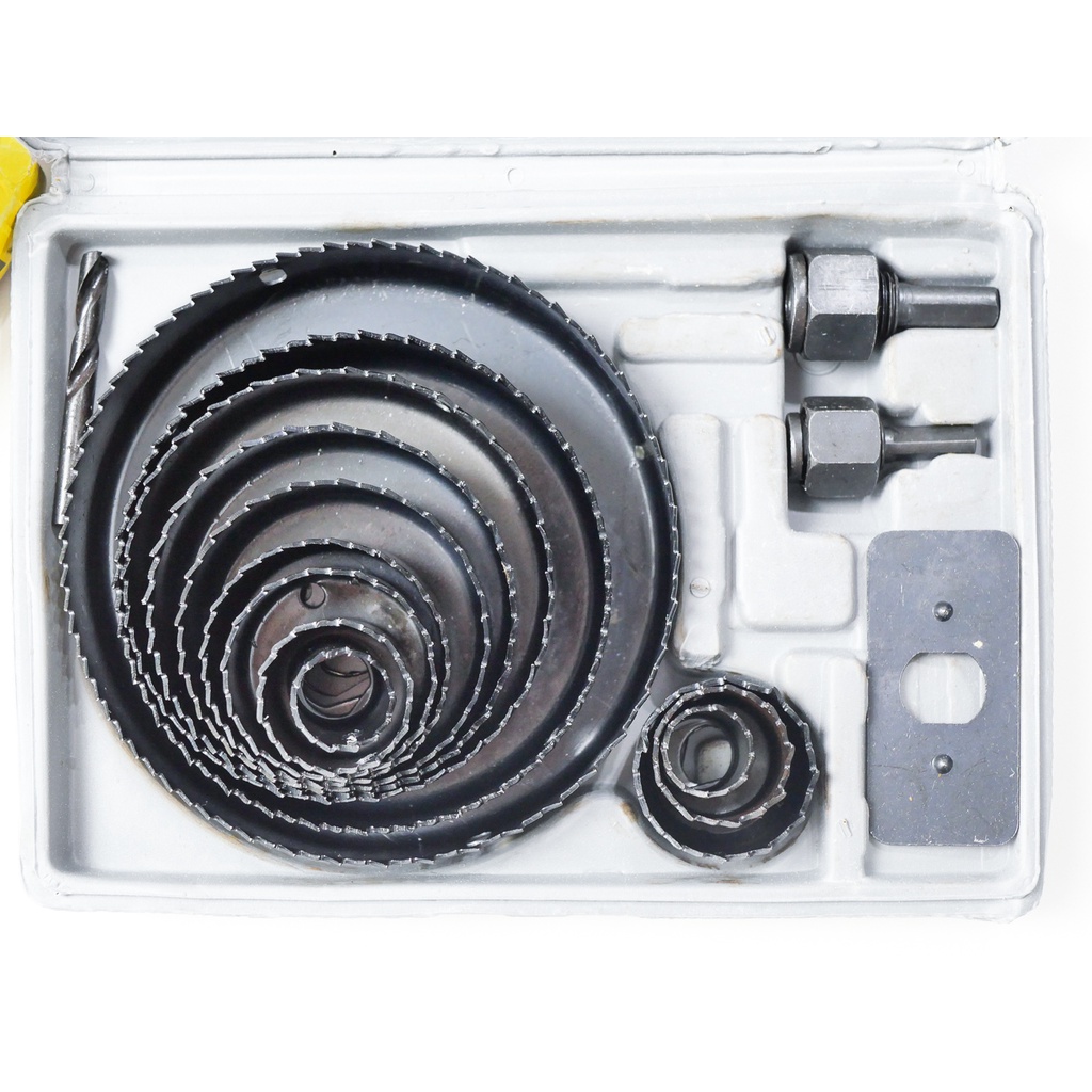 โฮลซอว์ เจาะไม้ ชุด 11 ชิ้น ขนาดรู 19, 22, 25, 32, 38, 44, 51, 64 mm.